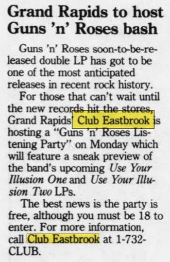 Eastbrook Theatre (The Orbit Room, Club Eastbrook) - Sept 1991 Article